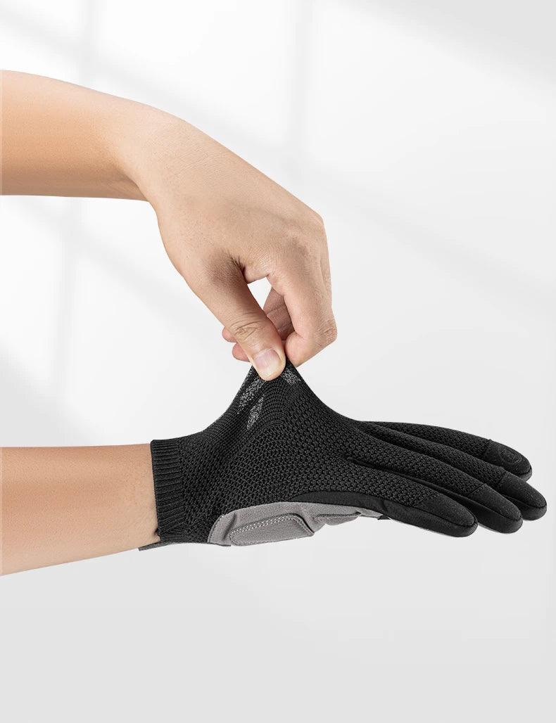 ROCKBROS Bicycle Gloves Full Finger Cycling Gloves Knit Fabric Touch Screen Motorcycle Gloves Autumn Winter Thermal Windproof