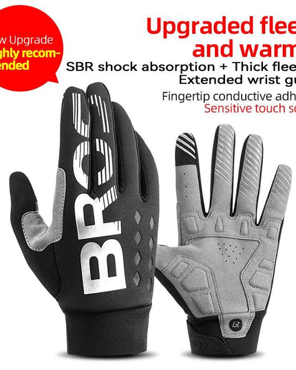 ROCKBROS Bike Glove Winter Warm Windproof Gloves Fleece Long Finger Touch screen Gloves Outdoor Sports Running Riding Mittens