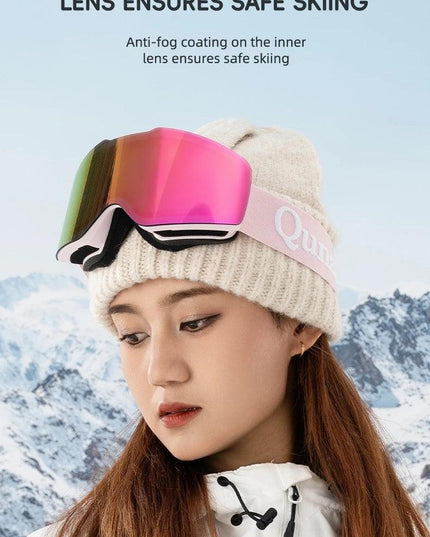Qunature Ski Goggles Large Frame Snowboard Snow Goggles Double Layers UV400 Anti-fog Ski Glasses Skiing Outdoor Sport Eyewear