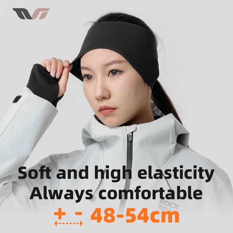 ROCKBROS Fleece Ear Warmer Sports Headband Windproof Warm Headwear Earmuffs Outdoor Riding Skiing Ear Warmers High Elasticity