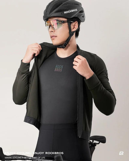 ROCKBROS Winter Jersey Lightweight Fleece Long Sleeve Warm Innerwear Windproof Road Bike Jacket Clothing  Outdoor Hiking Sport
