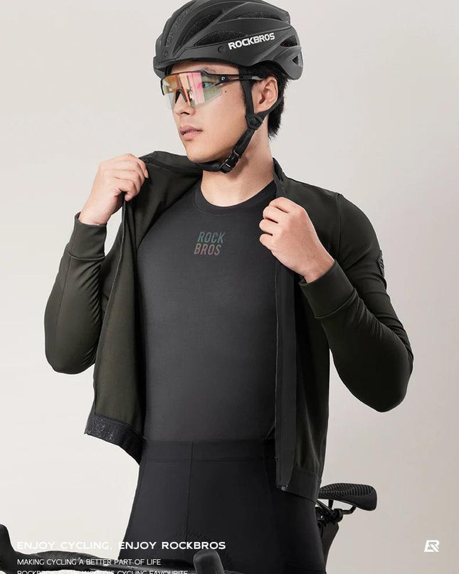 ROCKBROS Winter Jersey Lightweight Fleece Long Sleeve Warm Innerwear Windproof Road Bike Jacket Clothing  Outdoor Hiking Sport