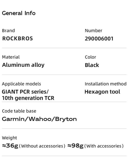 ROCKBROS Bracket for Giant TCR Road Bike PCR Bicycle Light Holder Aluminum Alloy for Garmin/Bryton/Wahoo Mount Computer Bracket