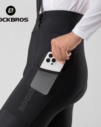 ROCKBROS Windproof Warm Bicycle Pants Winter Removable Buckle Strap Pants High Quality Shock-Absorbing Comfort Pad Pants MTB Men