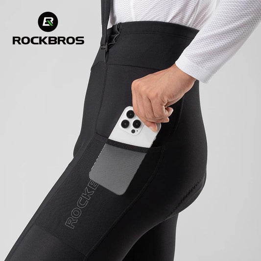 ROCKBROS Windproof Warm Bicycle Pants Winter Removable Buckle Strap Pants High Quality Shock-Absorbing Comfort Pad Pants MTB Men