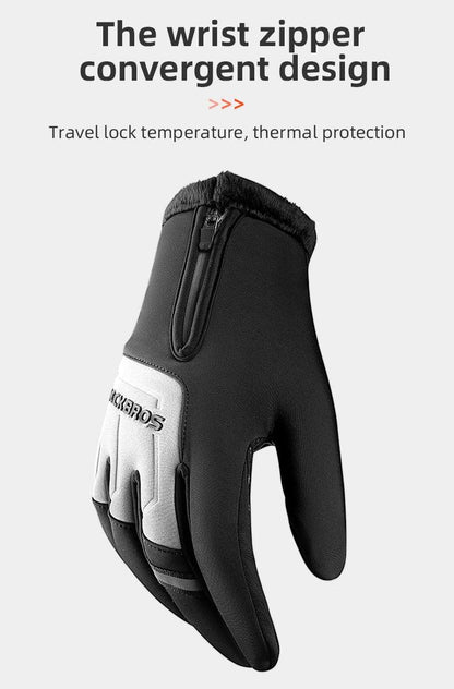 ROCKBROS Winter Warm Gloves Touch screen Cycling Gloves Full Finger MTB Bike Gloves Non Slip Silicone Palm Thermal Ski Gloves