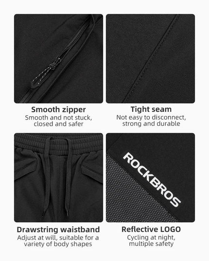 ROCKBROS Bike Pants Winter Bicycle Long Pants Thermal Fleece Reflective Cycling Pants Warm Windproof Men Sport Trousers EUR Size
