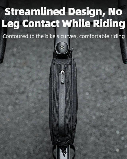 ROCKBROS Bicycle Bag 1.3L Portable Frame Front Tube Cycling Bag Waterproof MTB Road Bicycle Pannier Black With Headphone Jack