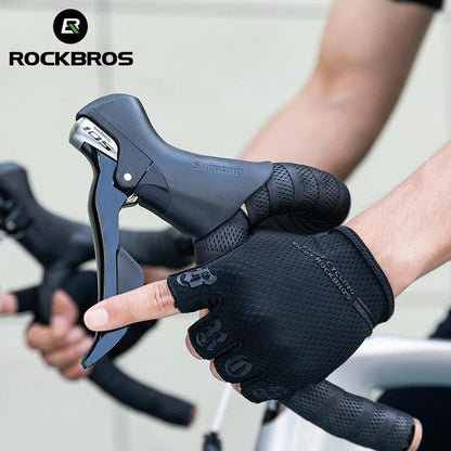 ROCKBROS Half Finger Gloves SBR Palm Pads Breathable Anti-shock Cycling Gloves High Elasticity Fitness Bicycle Fingerless Gloves