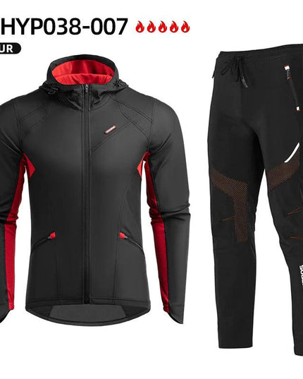 ROCKBROS Cycling Jersey Sets Winter Bicycle Clothes Windproof Thermal Fleece Bike Long Pants Outdoor Fishing Hiking Camping