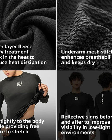 ROCKBROS Winter Cycling Underwear Warm Breathable Moisture Wicking First Layer Bicycle Clothing for Men Cycling Base Layer Sport