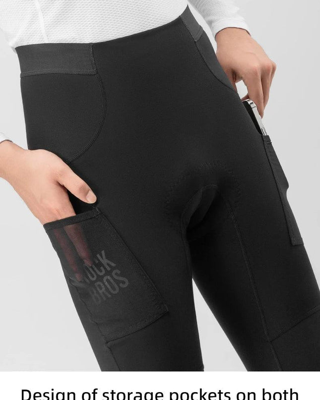 ROCKBROS Cycling Trousers With Italian Trouser Pad Long Tights Reflective Leggings Winter Fleece Thermal Anti Slip Pants 0-10°