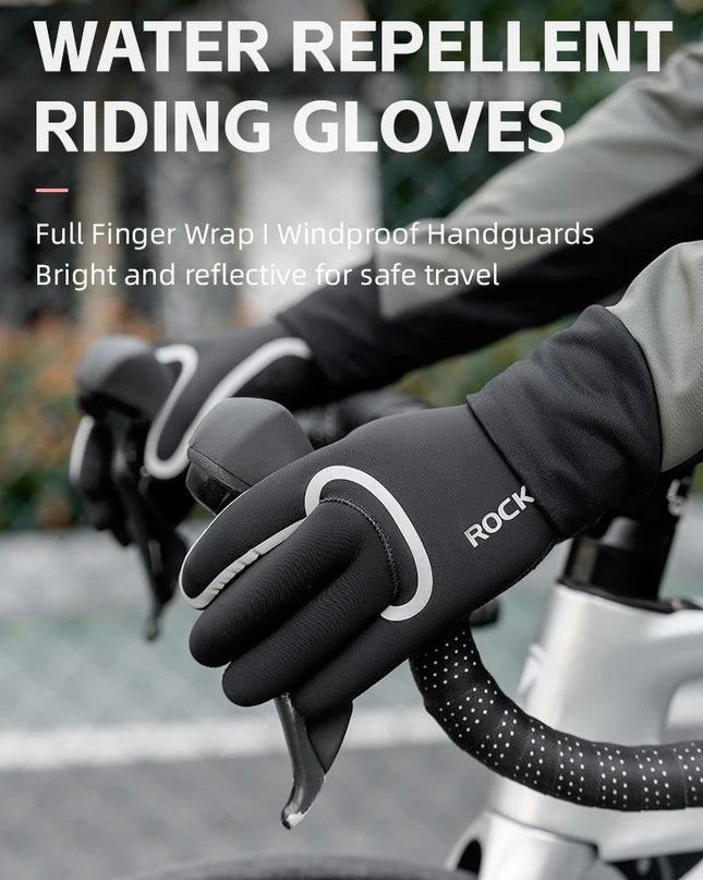 ROCKBROS Winter Warm Gloves Windproof Waterproof Bicycle Sports Mitten Warm Fleece Gloves Non-slip Motorcycle Ski Riding Gloves
