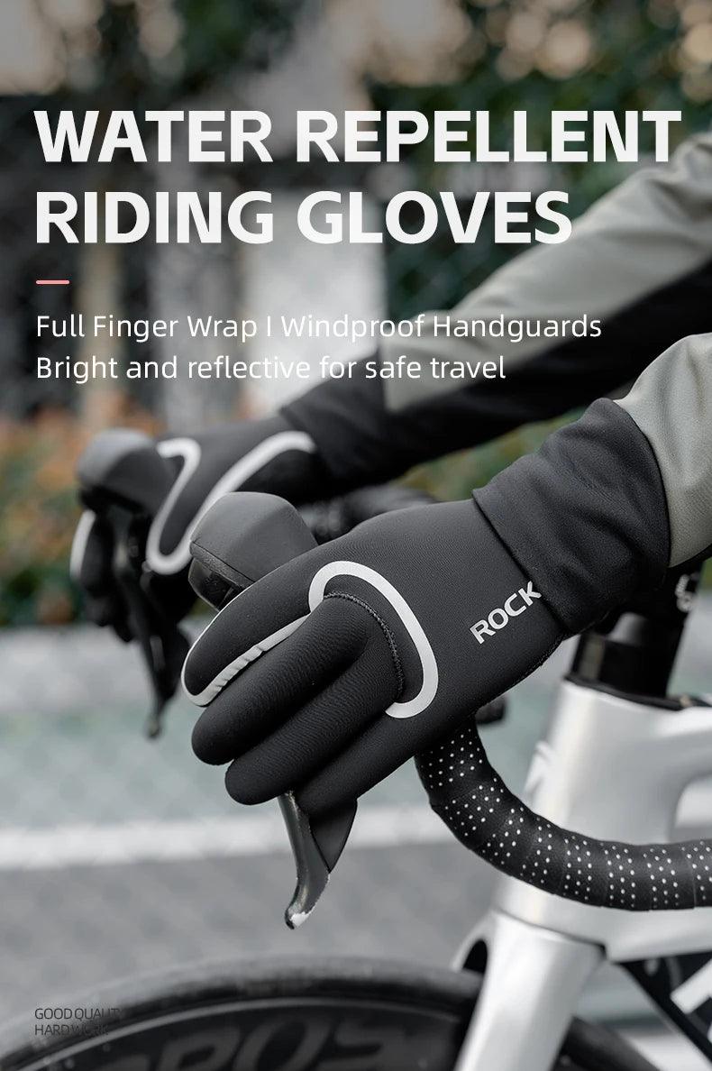 ROCKBROS Winter Warm Gloves Windproof Waterproof Bicycle Sports Mitten Warm Fleece Gloves Non-slip Motorcycle Ski Riding Gloves