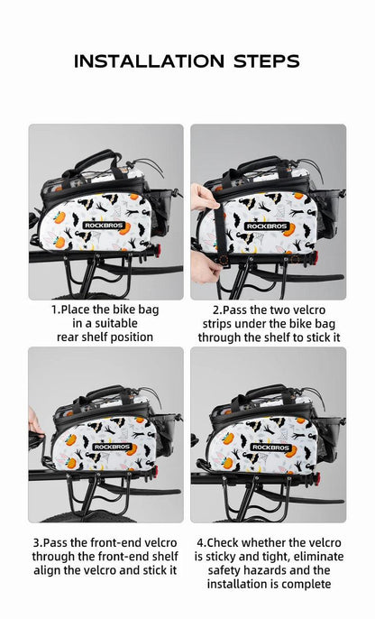 ROCKBROS 3 In 1 Bicycle Trunk Bag 35L Big Quality MTB Gravel Bike Bag Hard Shell Travel Luggage Panniers with Waterproof Cover