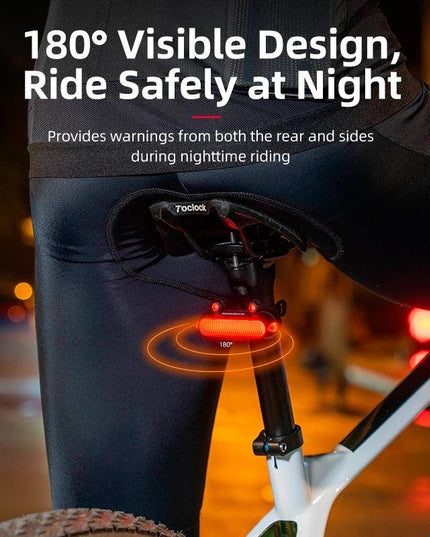 ROCKBROS Bike Rear Light IPX6 Bike Taillight LED Type-C Charging 5Modes Safety Warning Cycling Smart Taillight Rear Bicycle Lamp