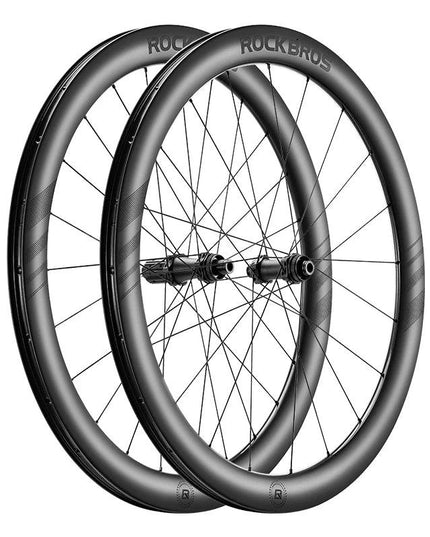 ROCKBROS Wheelset Ultralight Cycling Road Disc Carbon Wheelset  Tubeless Rim Tape 50mm Ratchet System 36T Road For Racing Bike