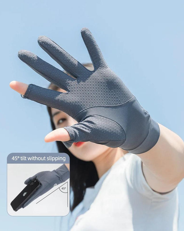 ROCKBROS Fishing Gloves Sunscreen Anti UV Gloves Outdoor Breathable Driving Gloves Non-Slip Summer UPF50+ Cycling Gloves Thin