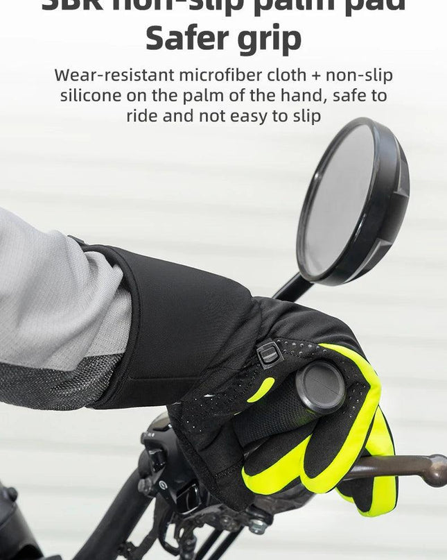 ROCKBROS Warm Heating Gloves Cycling Electric Heating Gloves Intelligent Sensing Winter Thermal Ski Long Glove Type-C charging