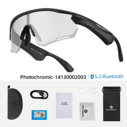 ROCKBROS Polarized Glasses Wireless Bluetooth 5.2 Sunglasses Headset Telephone Driving MP3 Riding Cycling Eyewear UV400 Goggles