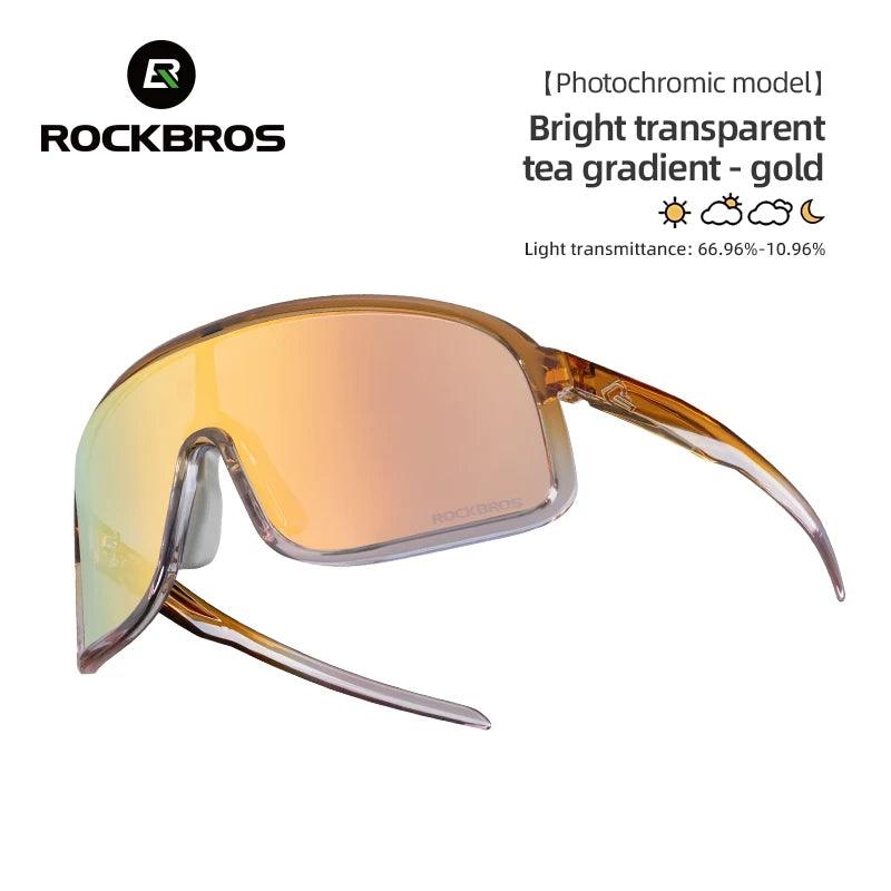 ROCKBROS Photochromic Glasses  HD Large-frame Lens Outdoor Riding Sunglasses UV400 Eyewear Sports Eye Protection Cycling Goggles