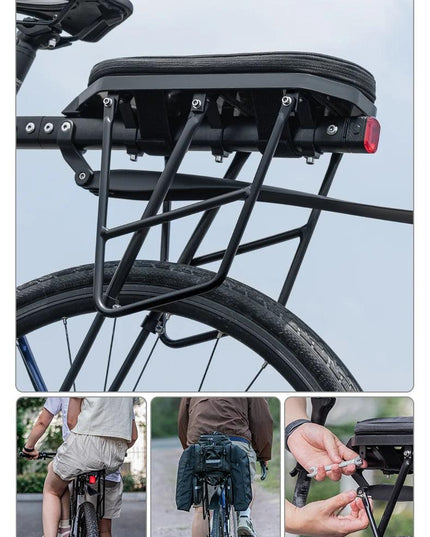 ROCKBROS Bicycle Luggage Carrier Aluminum Alloy Shelf MTB Cycling Bicycle Front Rack With Taillight Seatpost Bag Holder Stand