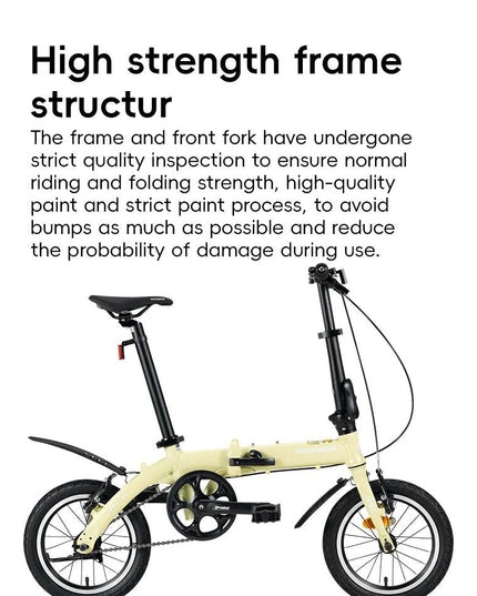 ROCKBROS Portable Folding Bike 14 inch Aluminium Alloy Bike Frame V Brake Lightweight Adult Folding Bicycle