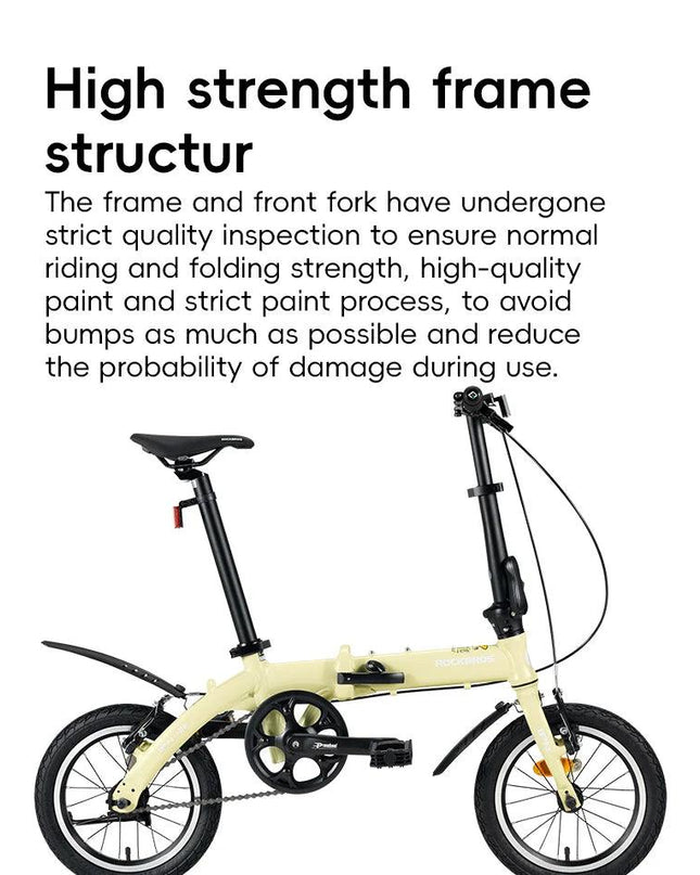 ROCKBROS Portable Folding Bike 14 inch Aluminium Alloy Bike Frame V Brake Lightweight Adult Folding Bicycle