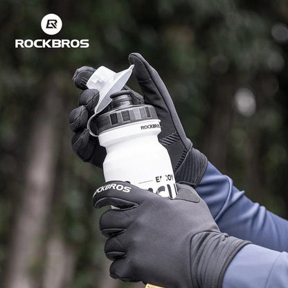 ROCKBROS Cycling Gloves MTB Road Bike Non-slip Gloves Touch Screen Winter Thermal Fleece Warmer Windproof Gloves Full Finger