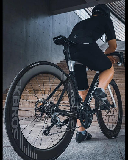 ROCKBROS Carbon Wheels 700c Road Bike Wheelset Tubeless Clincher Tires Rim Center Lock Or 6-bolt Back Road Cycling Wheelset