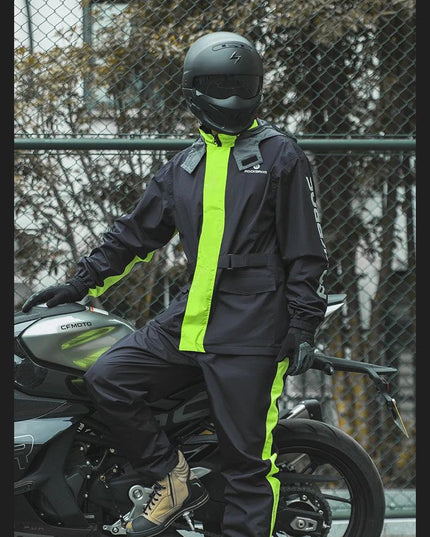ROCKBROS Motorcycle Raincoat Suit Ultralight Rainwear Shoes Cover Waterproof Reflective Rain Coat Stripe for Riding Equipment