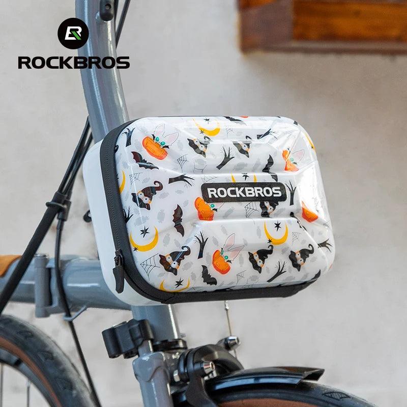 ROCKBROS Bicycle Bag Folding Bike Front Bag 1.9L Big Capacity Hard Sheel Commuting Casual Brompton Bicycle Bag Waterproof Zipper