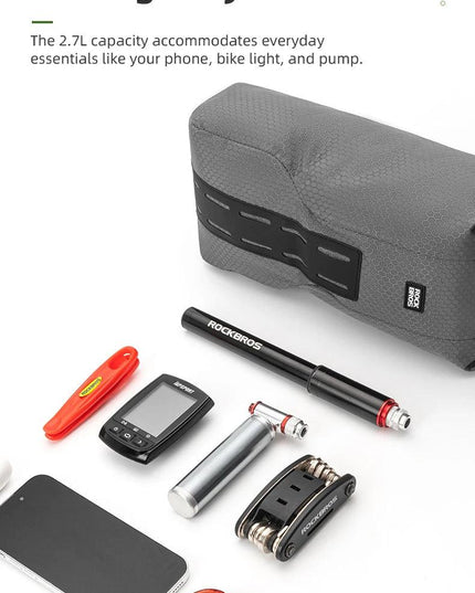 ROCKBROS Cycling Bag 2.7L Capacity Bicycle Front Fork Shelf Bag TPU Material Portable Pannier Bag Luggage Carrier Accessories