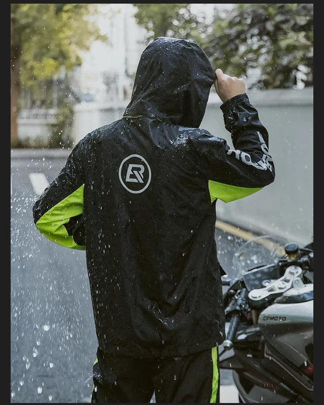 ROCKBROS Motorcycle Raincoat Suit Ultralight Rainwear Shoes Cover Waterproof Reflective Rain Coat Stripe for Riding Equipment