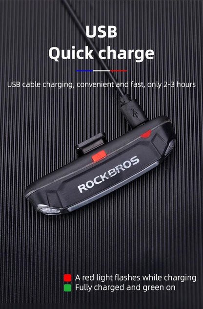 ROCKBROS Bicycle Light Waterproof Bike Taillight LED USB Rechargable Safety Back Light Riding Warning Saddle Bike Rear Light