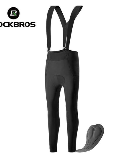 ROCKBROS Windproof Warm Bicycle Pants Winter Removable Buckle Strap Pants High Quality Shock-Absorbing Comfort Pad Pants MTB Men