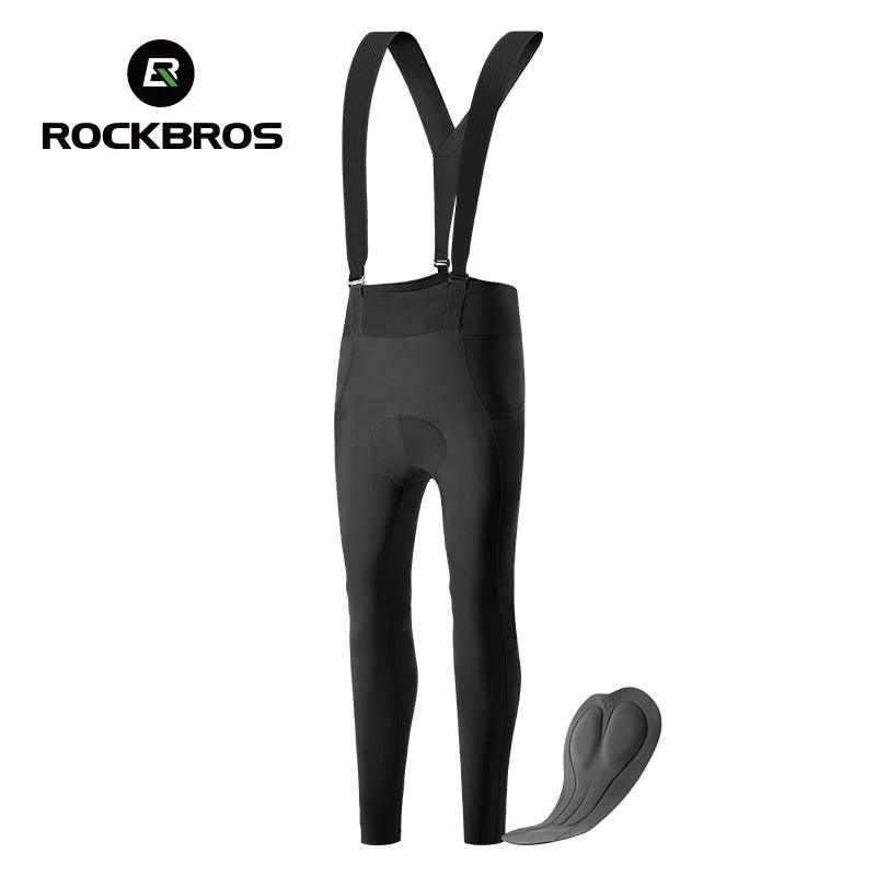 ROCKBROS Windproof Warm Bicycle Pants Winter Removable Buckle Strap Pants High Quality Shock-Absorbing Comfort Pad Pants MTB Men