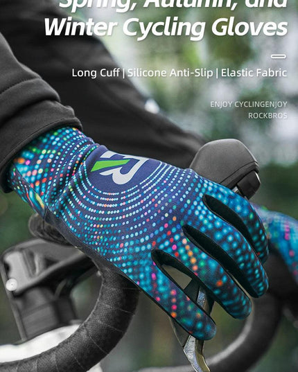ROCKBROS Winter Gloves Windproof Thermal Warm Cycling Gloves Silicone Anti-Slip Motorcycle Ski Touch Screen Fleece Gloves