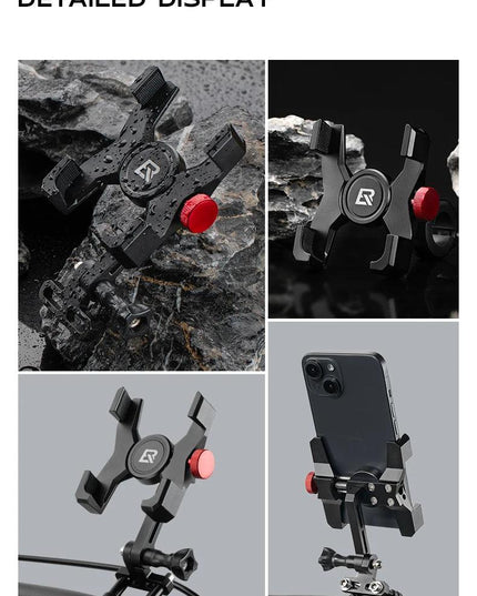 ROCKBROS Bike Phone Holder Aluminum Alloy Material Bracket Anti-slip Cushioning Pads 4.7-7.09 inch Mobile Phone Stand Shockproof