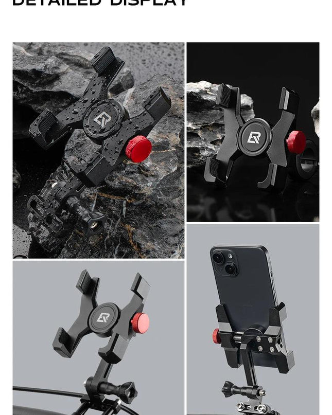 ROCKBROS Bike Phone Holder Aluminum Alloy Material Bracket Anti-slip Cushioning Pads 4.7-7.09 inch Mobile Phone Stand Shockproof