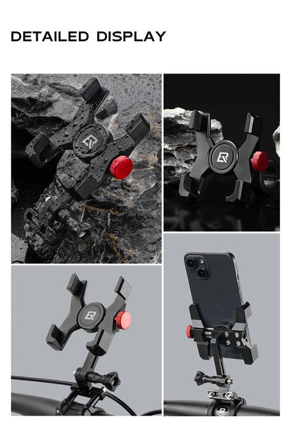 ROCKBROS Bike Phone Holder Aluminum Alloy Material Bracket Anti-slip Cushioning Pads 4.7-7.09 inch Mobile Phone Stand Shockproof