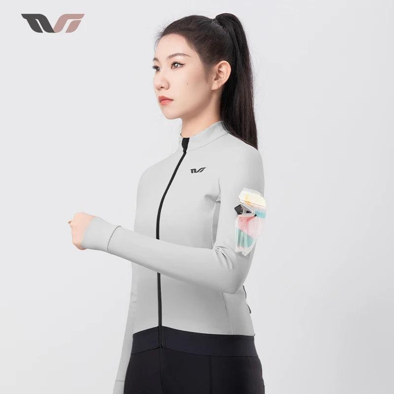 ROCKBROS Windbreak Cycling Jacket for Woman Winter Fleece Warm Women's Bicycle Jersey Professional Bicycle Training Clothing MTB