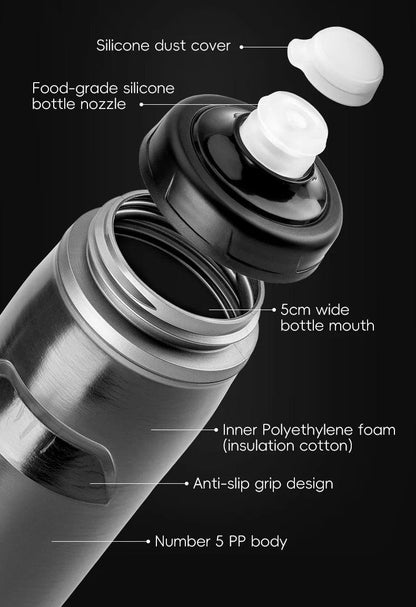 ROCKBROS Cycling Water Bottle Cold Water Insulated Thermal Silicone Bottle Fitness Outdoor Bicycle Portable 620ml Water Kettle