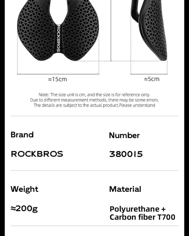 ROCKBROS 3D Printed Bicycle Carbon Saddle Ultra-Light Shock-Absorption MTB Road Profession Racing Bicycle Cycling Saddle