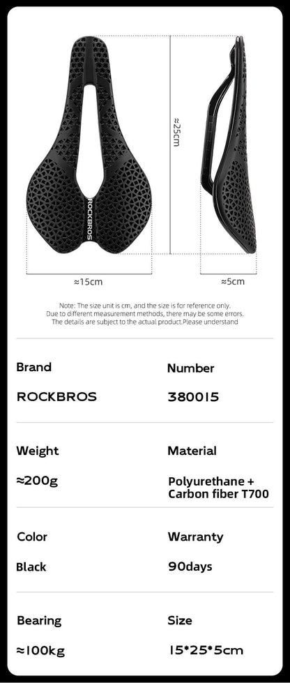 ROCKBROS 3D Printed Bicycle Carbon Saddle Ultra-Light Shock-Absorption MTB Road Profession Racing Bicycle Cycling Saddle