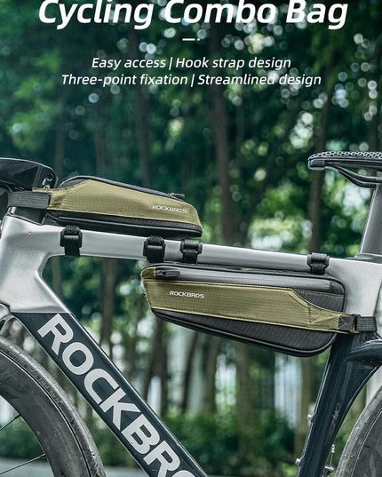 ROCKBROS Bike Bag Portable Bike Top Tube Frame Bag Nylon MTB Road Phone Tool Bag Reflective Ultralight Bicycle Pannier Accessory