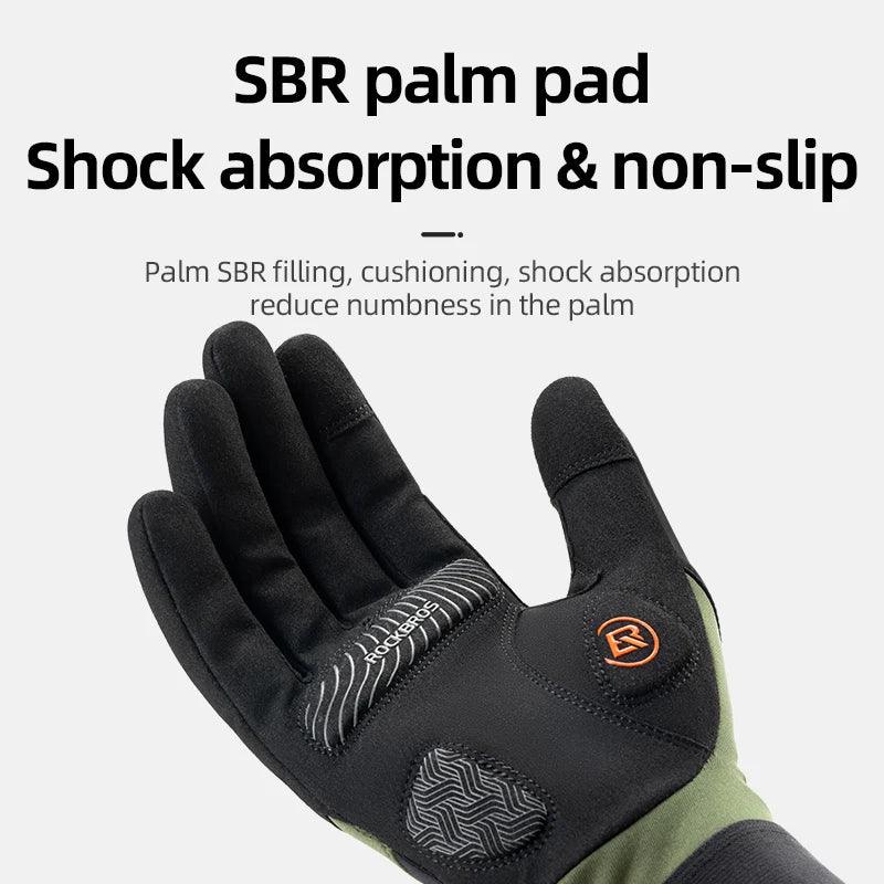 ROCKBROS Long Finger Cycling Gloves Spring Autumn Gloves Non-slip Shock-absorbing Touch Screen Reflective MTB Road Bike Glove