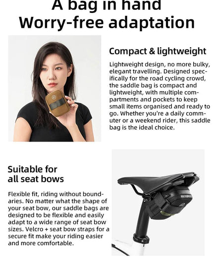 ROCKBROS Mini Bicycle Saddle Bag Lightweight Small 0.35L Bike Bag Portable Multi function Hand Bags Cycling Bag Bike Accessories