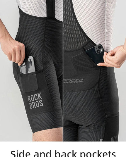 ROCKBROS Cycling Bib Shorts Classic Men Bike Pants Ciclismo Bicycle Shorts Pockets Outdoor Breathable Reflective Tights Shorts