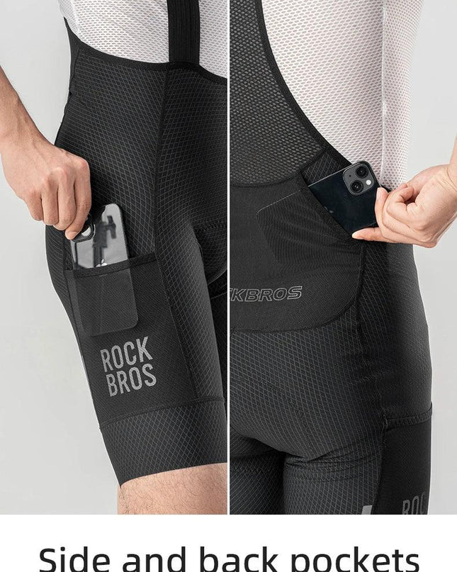 ROCKBROS Cycling Bib Shorts Classic Men Bike Pants Ciclismo Bicycle Shorts Pockets Outdoor Breathable Reflective Tights Shorts